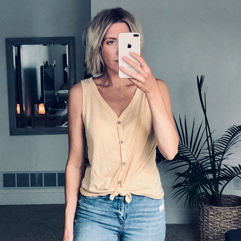 Sherbet orange tie waist tank Small